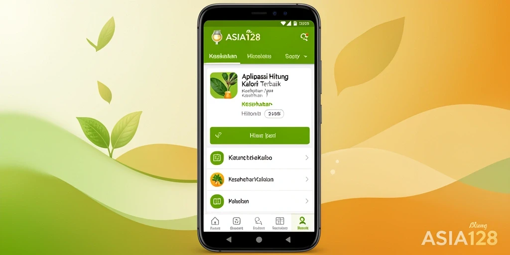 Antarmuka utama ASIA128 dengan fitur Hitung Kalori yang menarik.