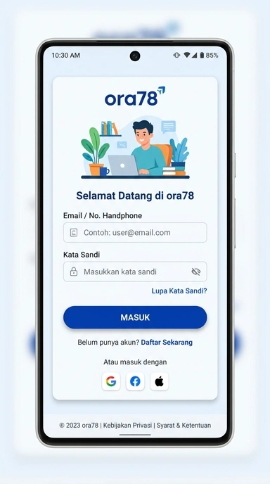 Tampilan halaman login ora78
